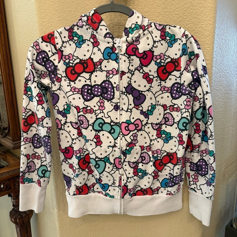 Hello Kitty Girls Kids All Over Print Zip-Up Hoodie Jacket Size Medium